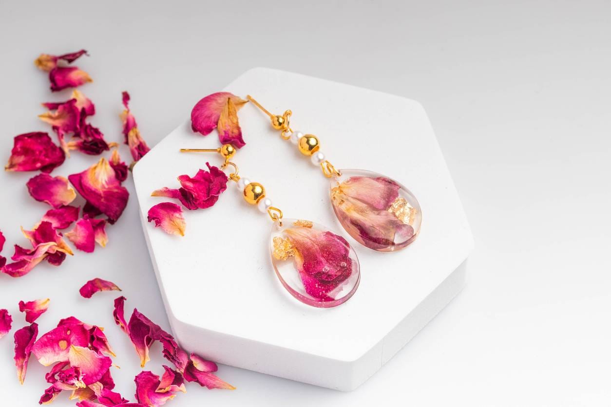 boucles d'oreilles en fleurs séchées, accessoires originaux